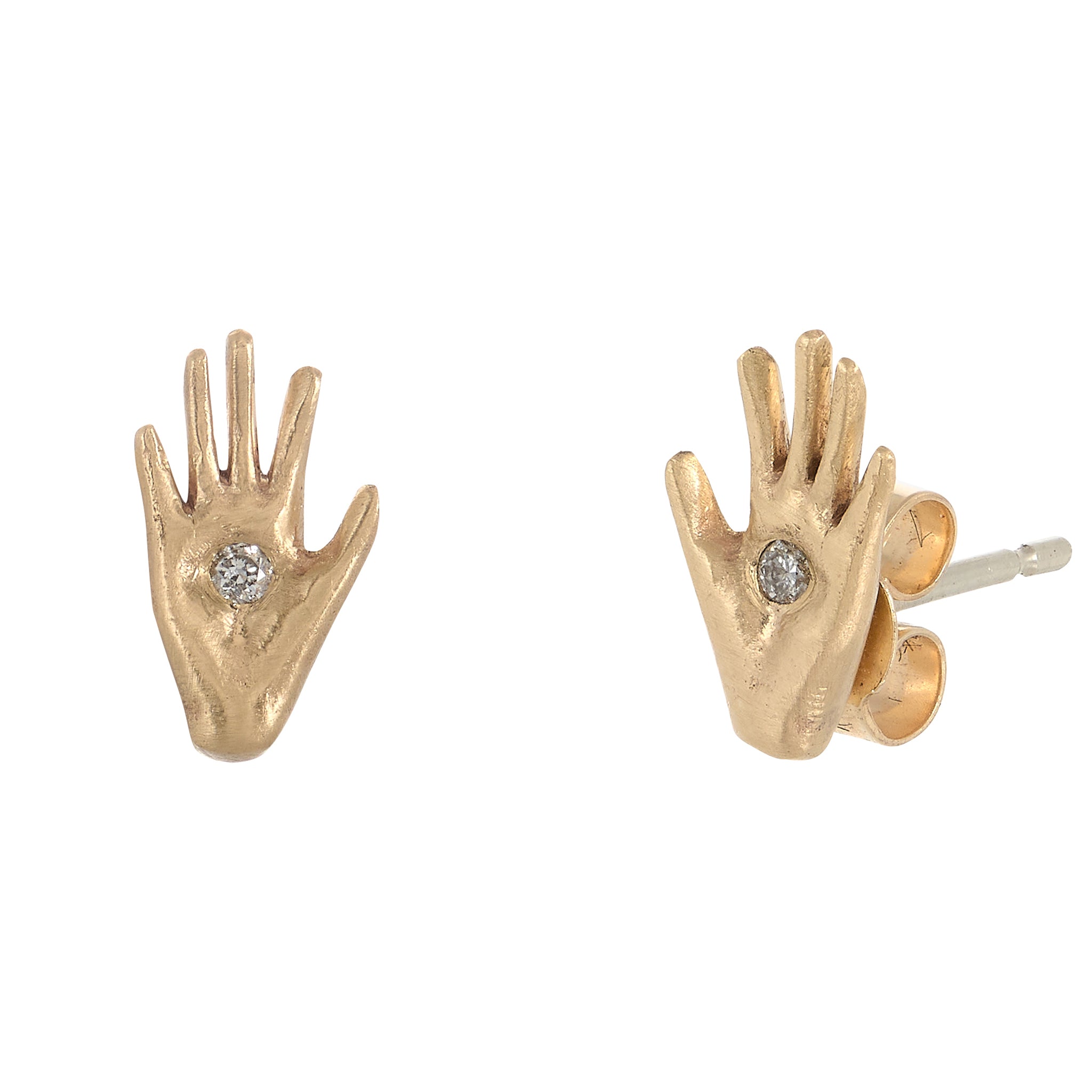 Isandla 9ct Gold Stud Earrings with Diamonds